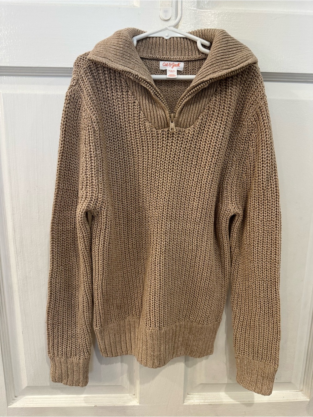 Cat & Jack Boys Zip-Neck Chunky Knit Sweater Size 6/7